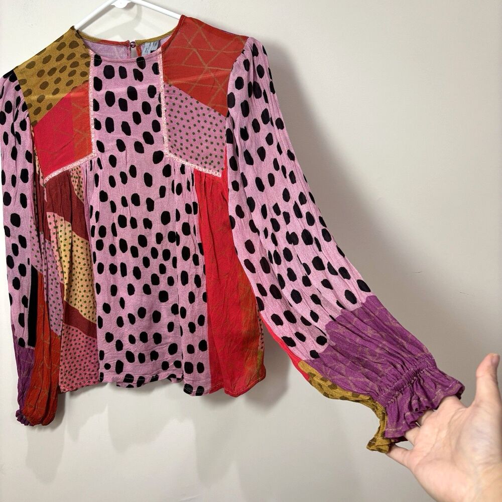 Bl^nk London Anthropologie Miranda Eclectic Long Sleeve Top S Flowy Artsy Boho